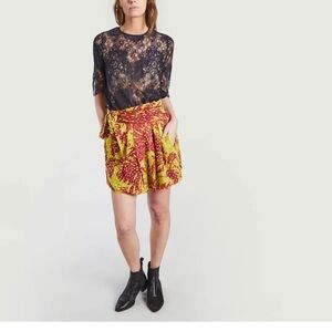 Roseanna PRÊT-A-PORTER  silk wrap skirt yellow red pattern print paris